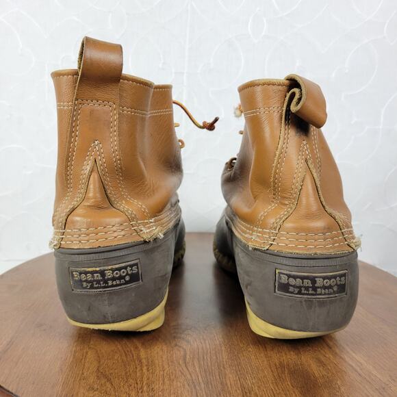 Vintage LL Bean Boots Mens 13 Brown Tan Leather Maine Hunting Duck Boot 8" Ankle - Picture 7 of 16